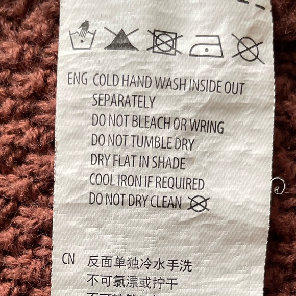 EUC “Cotton On” Long Sleeve Brown Sweater, Sz Med HAND WASH NO BLEACH DRY FLAT - Picture 5 of 7